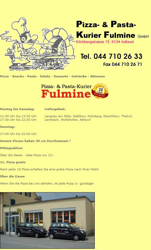 pizzakurier fulmine adliswil
