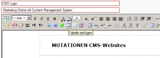 Symbol Tabelle einf�gen